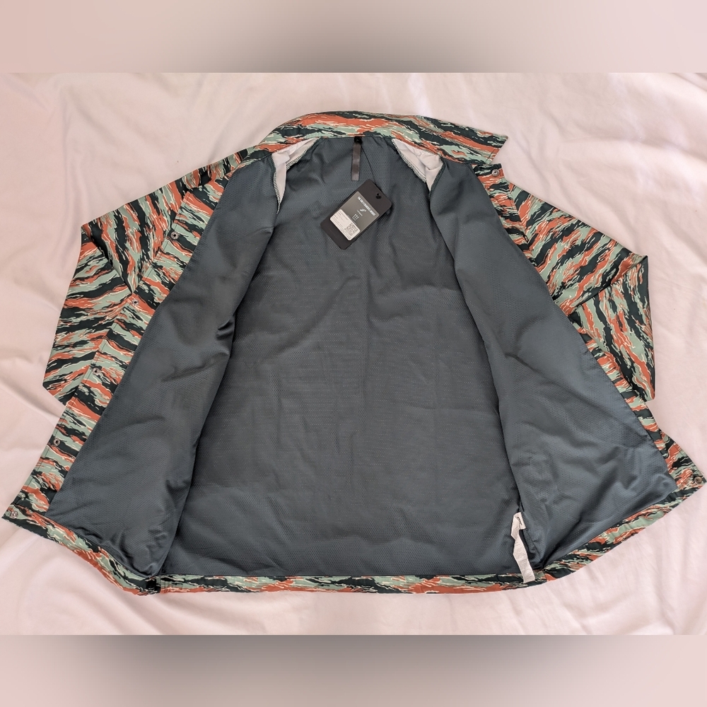 FABLETICS The Only Coaches Jacket Green Orange Tiger Camo Print Water-Resistant - Picture 5 of 13